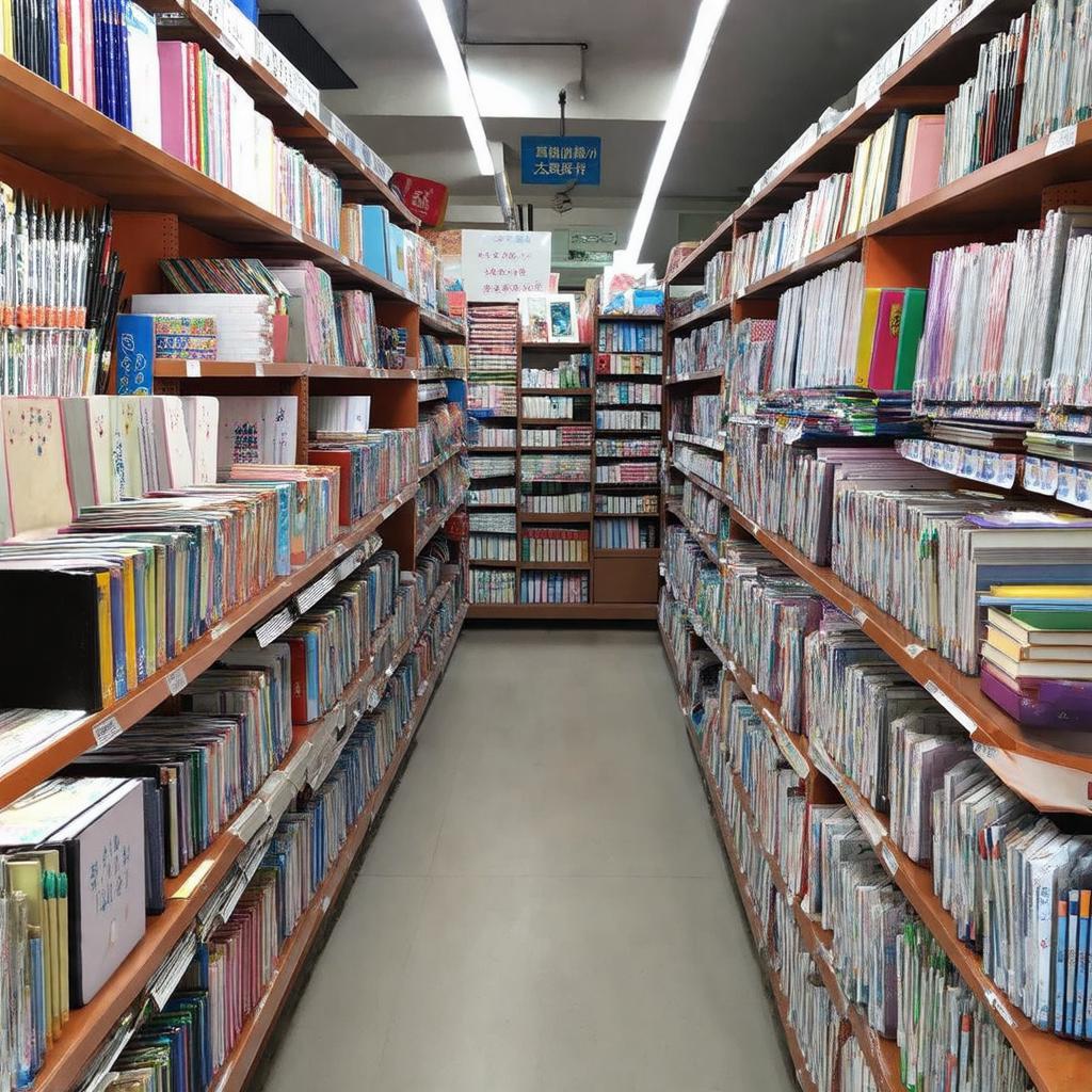 Khu vuc van phong pham va sach tham khao tai Nha sach Nguyen Van Cu Truong Chinh